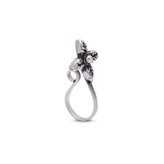 Flower Light Weighted Clip on Nose Pin in 92.5 Silver - Silver Clip On Nose Pin