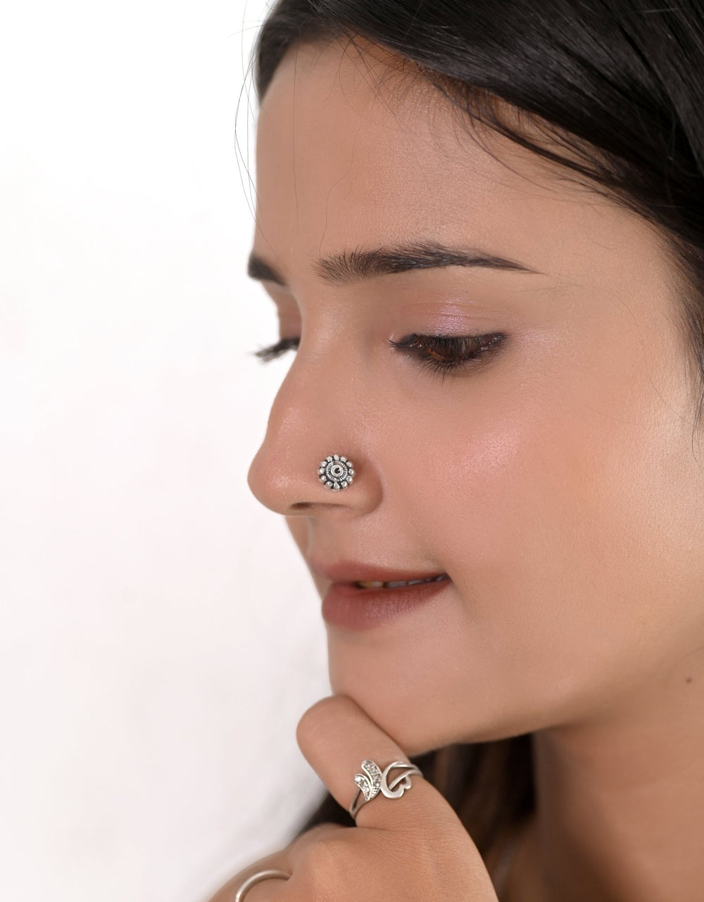 Flower Shape Screw Back Nose Pin in 92.5 Sterling Silver for Women and Girls - Silver Nose Pin