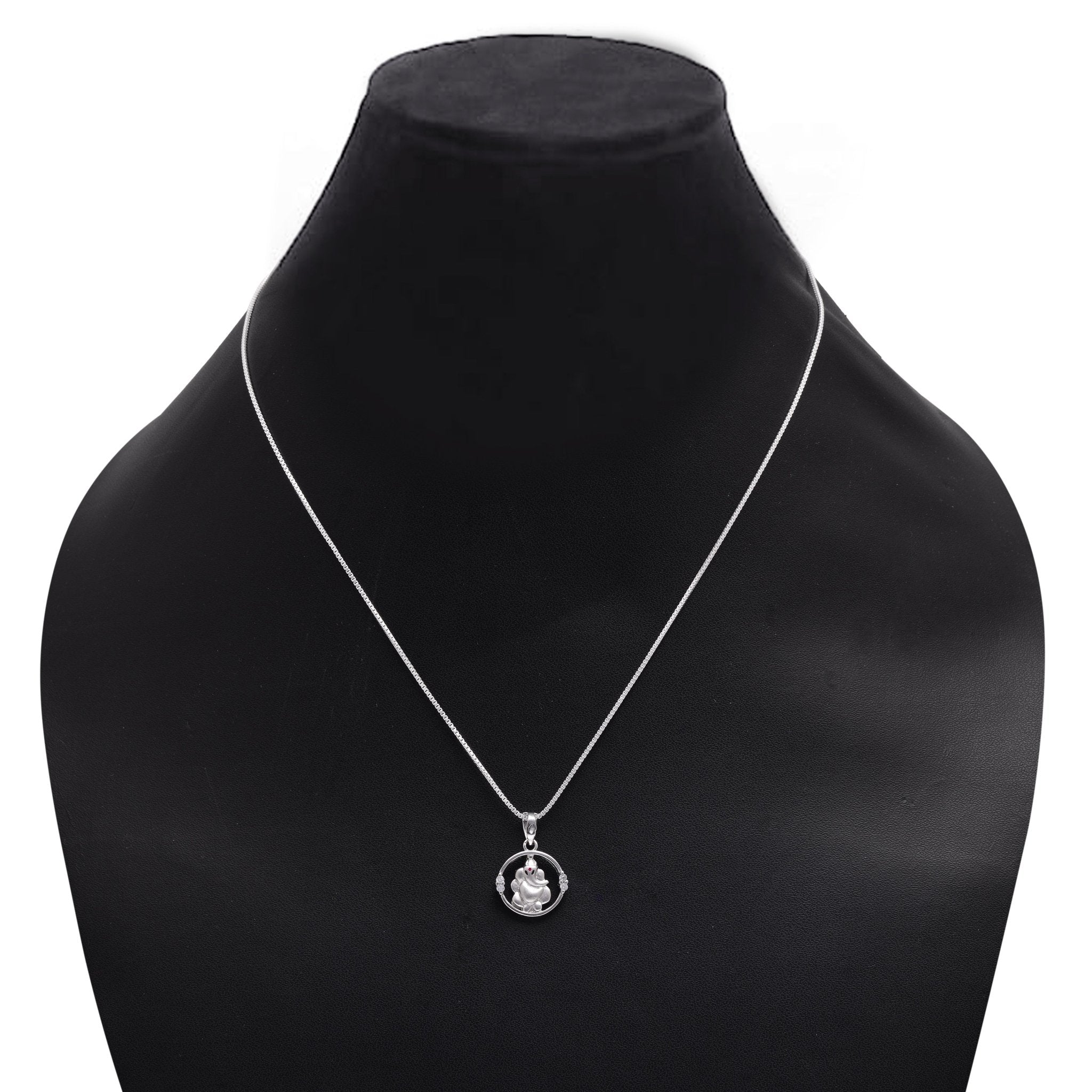 Ganesha 92.5 Sterling Silver Unisex Pendant with CZ Stones - Pendants