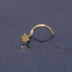 Gold Plated Star Shape Nose Pin with wire in 92.5 Sterling Silver for Women and Girls (Small) - Silver Nose Pin
