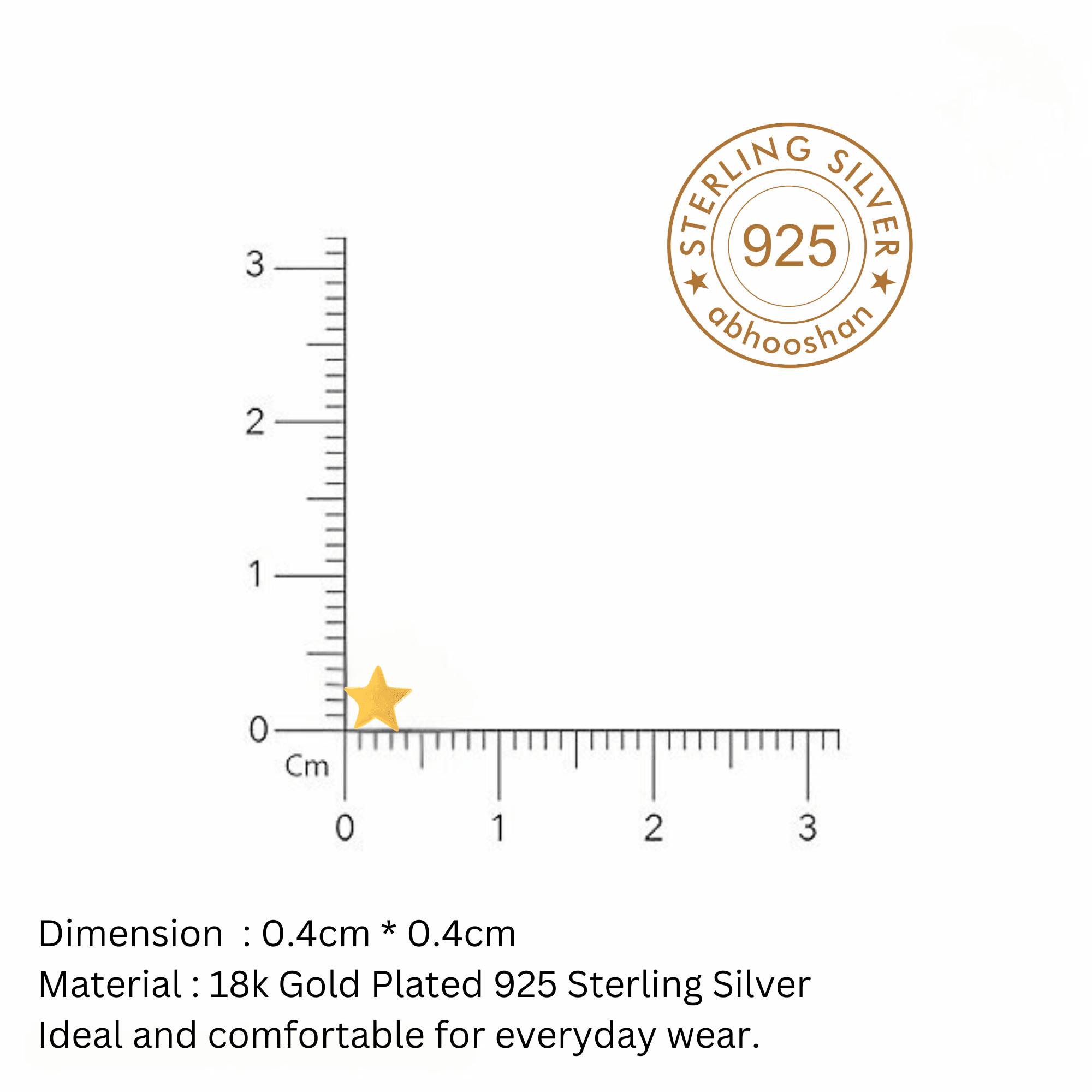 Gold Plated Star Shape Nose Pin with wire in 92.5 Sterling Silver for Women and Girls (Small) - Silver Nose Pin