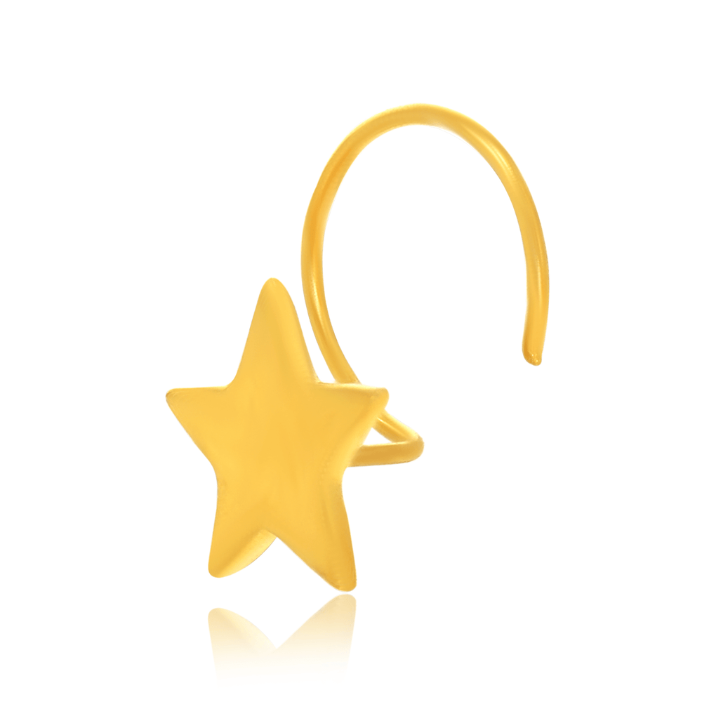 Gold Plated Star Shape Nose Pin with wire in 92.5 Sterling Silver for Women and Girls (Small) - Silver Nose Pin