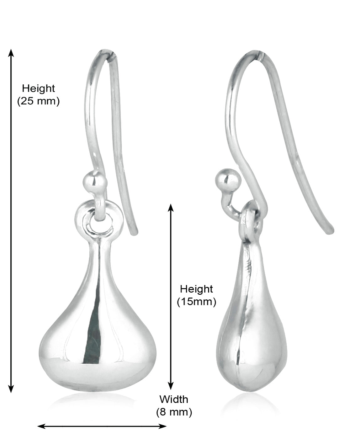 Good Looking Tear Shaped Drops in Ear Wire in 92.5 Sterling Silver - Danglers