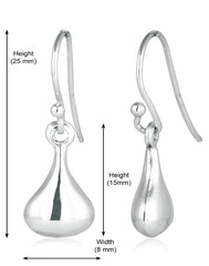 Good Looking Tear Shaped Drops in Ear Wire in 92.5 Sterling Silver - Danglers