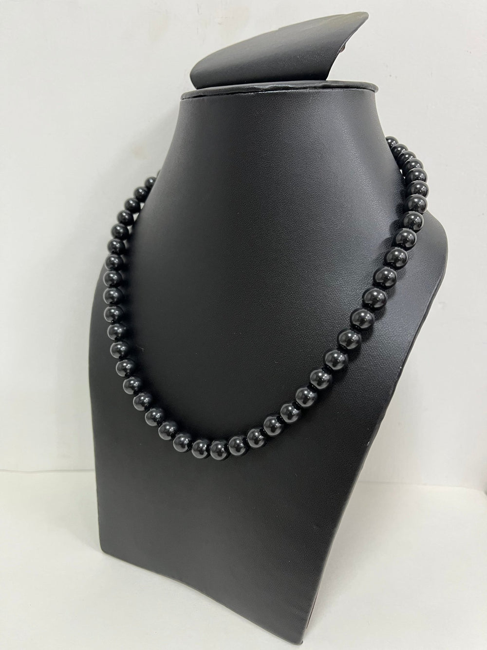 Handmade 8 mm Simulated Black Pearl Adjustable Moti Mala Single Strand - Necklace