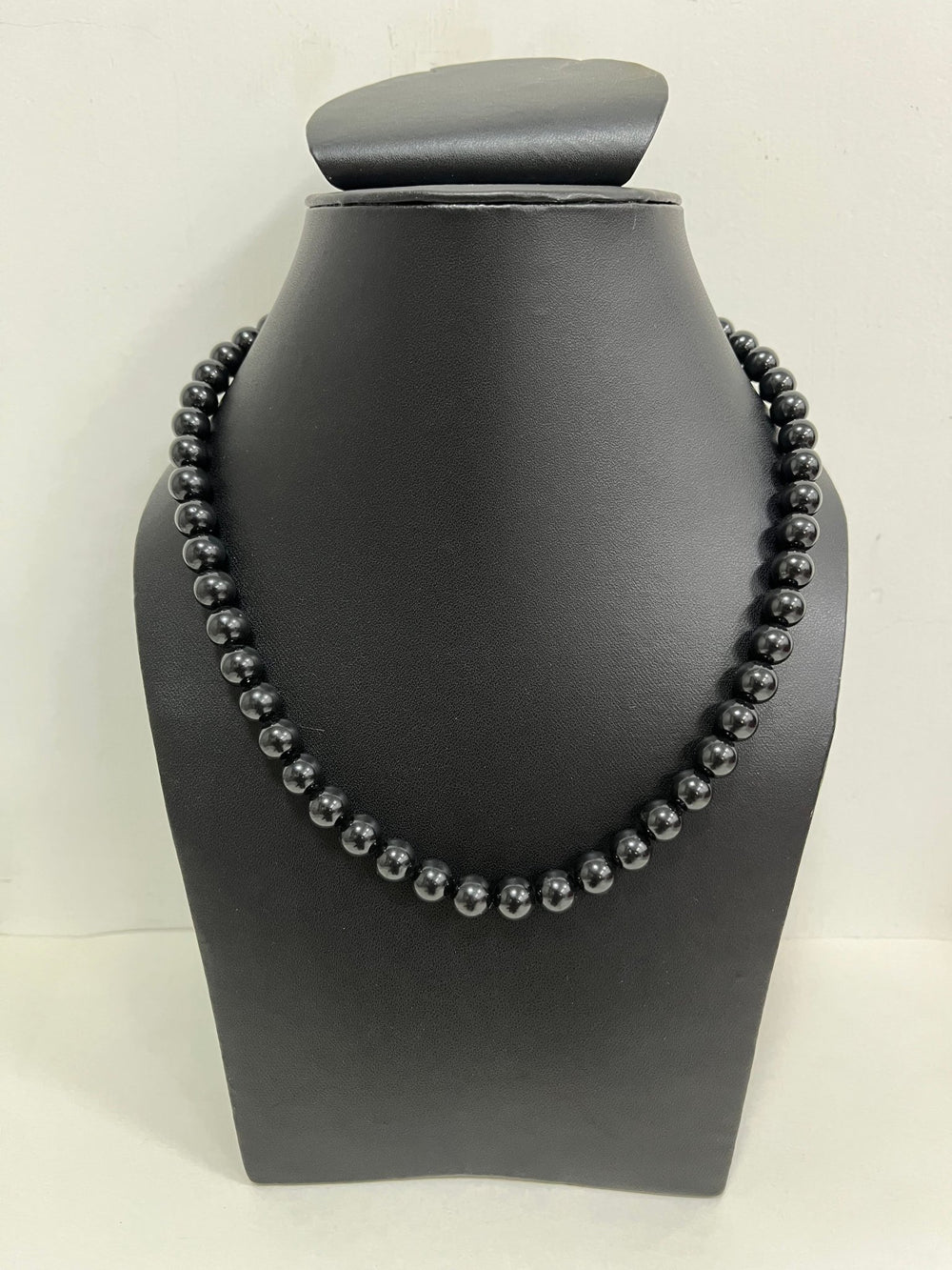 Handmade 8 mm Simulated Black Pearl Adjustable Moti Mala Single Strand - Necklace
