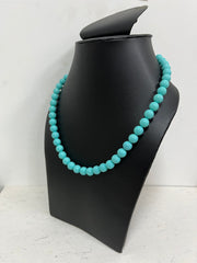Handmade 8 mm Simulated Blue Pearl Adjustable Mala Single Strand - Necklace