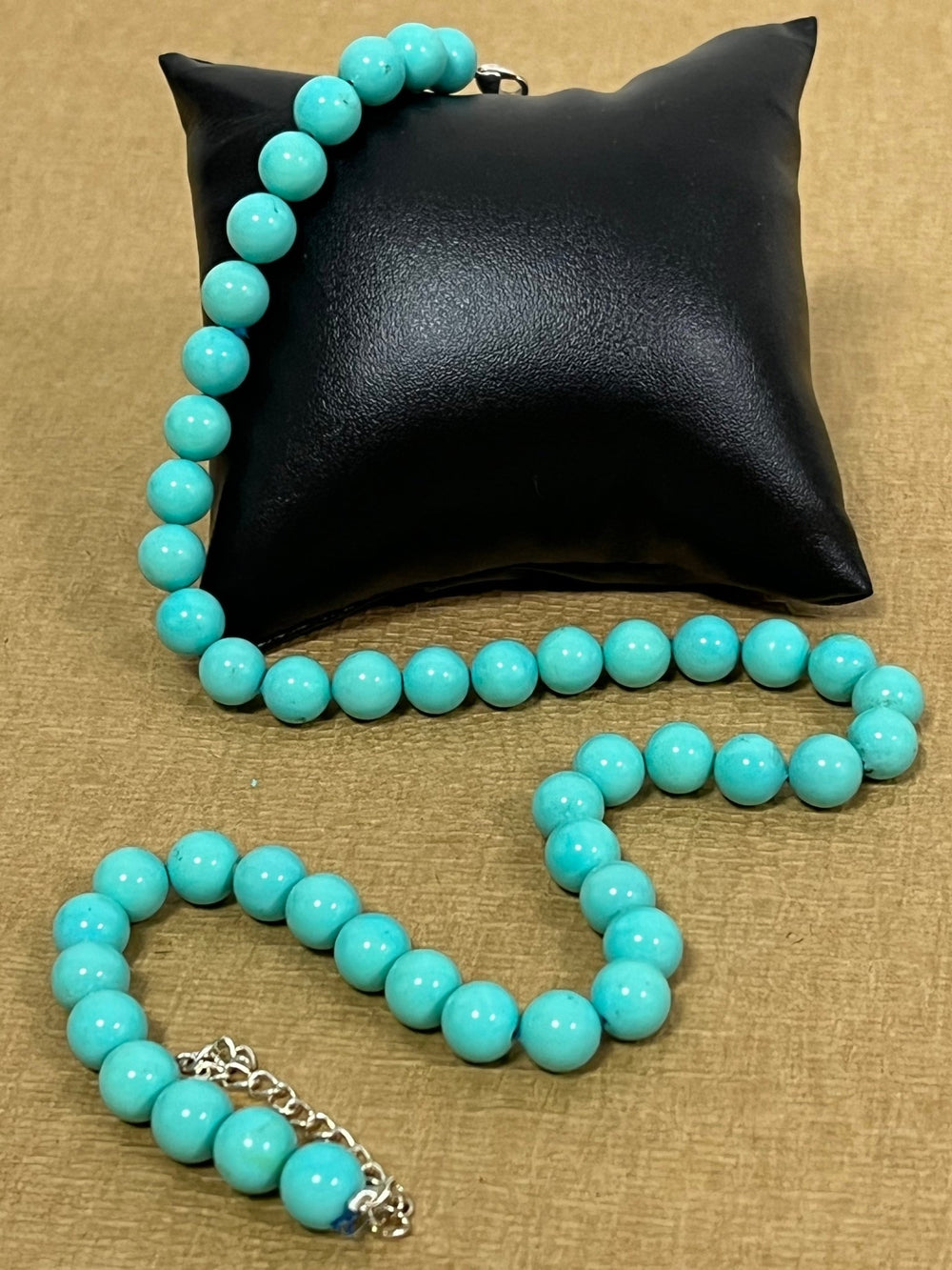 Handmade 8 mm Simulated Blue Pearl Adjustable Mala Single Strand - Necklace