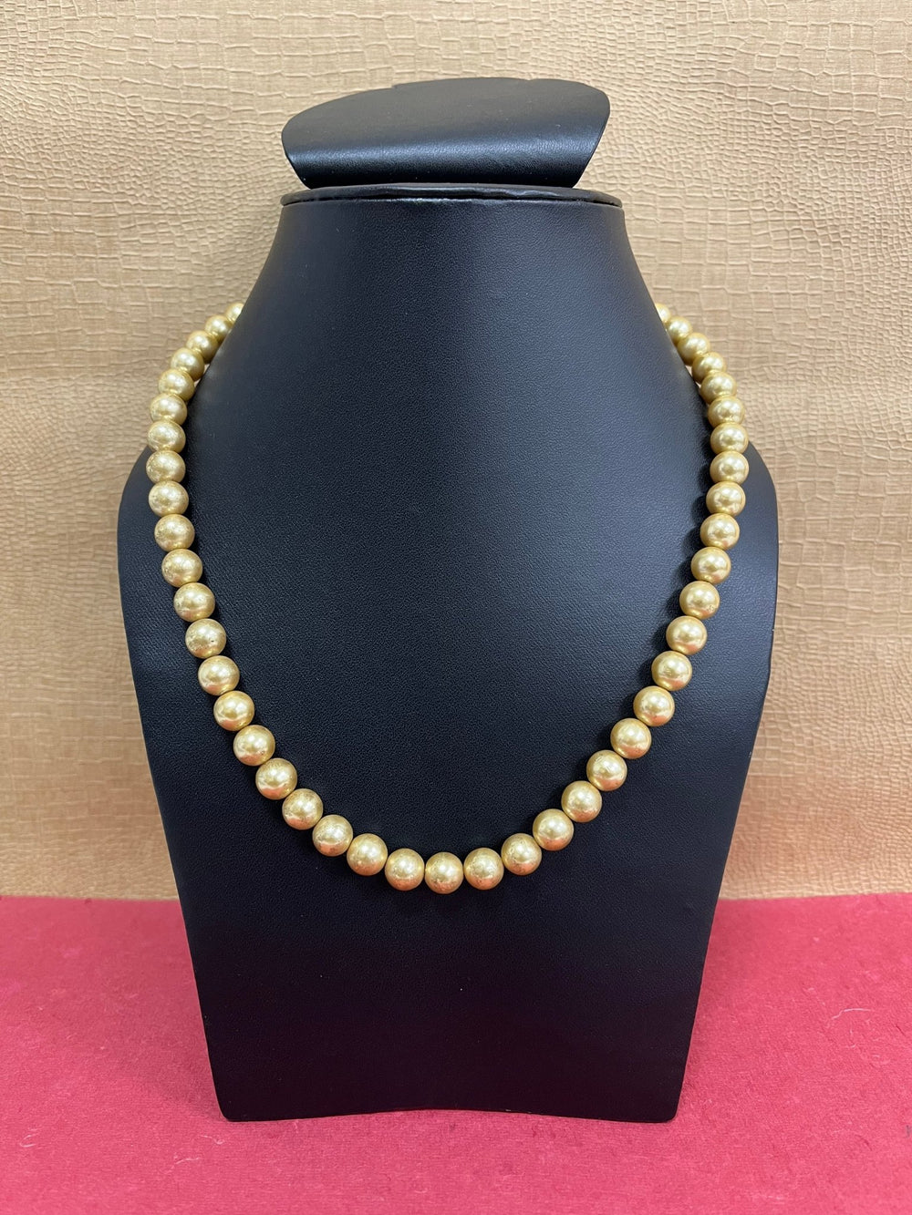 Handmade 8 mm Simulated Golden Yellow Colour Pearl Adjustable Mala Single Strand - Necklace
