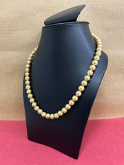 Handmade 8 mm Simulated Golden Yellow Colour Pearl Adjustable Mala Single Strand - Necklace