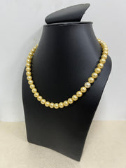 Handmade 8 mm Simulated Golden Yellow Pearl Adjustable Mala Single - Necklace