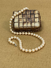 Handmade 8 mm Simulated Pale Yellow Pearl Adjustable Mala Single Strand - Necklace