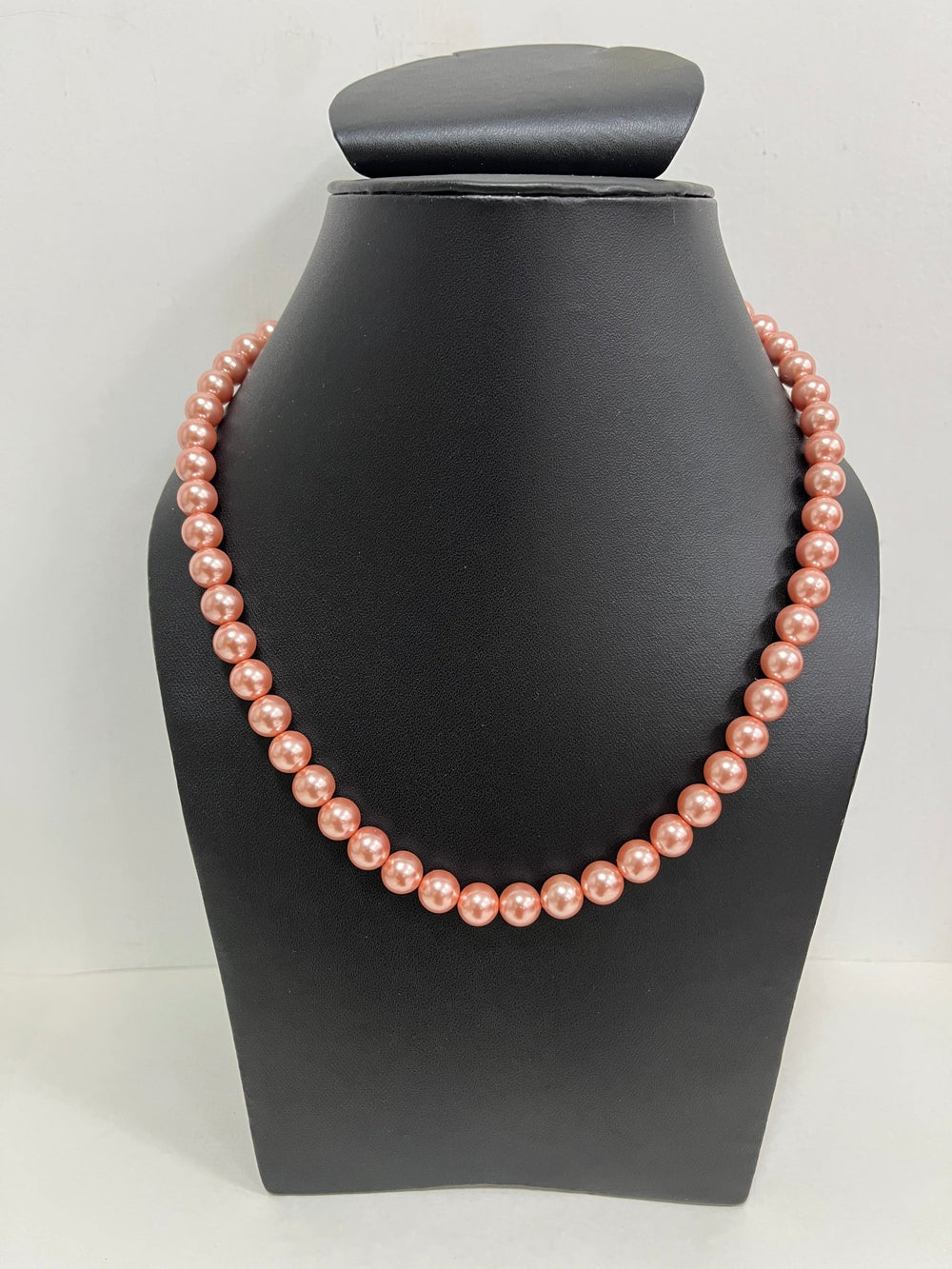 Handmade 8 mm Simulated Pink Colour Pearl Adjustable Mala Single Strand - Necklace