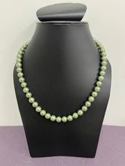 Handmade 8 mm Simulated Pista Green Adjustable Mala Single Strand - Necklace