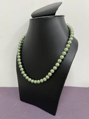Handmade 8 mm Simulated Pista Green Adjustable Mala Single Strand - Necklace