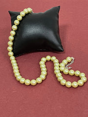 Handmade 8 mm Simulated Pista Green Pearl Adjustable Mala Single Strand - Necklace