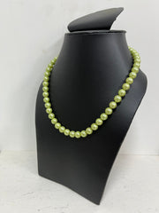 Handmade 8 mm Simulated Pista Green Pearl Adjustable Mala Single Strand - Necklace