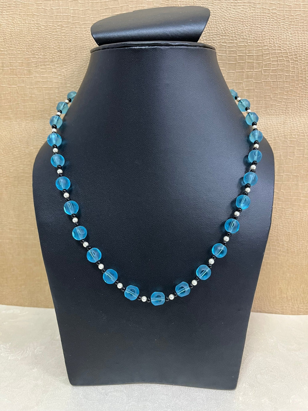 Handmade Blue Beads Adjustable Mala Single Strand - Necklace