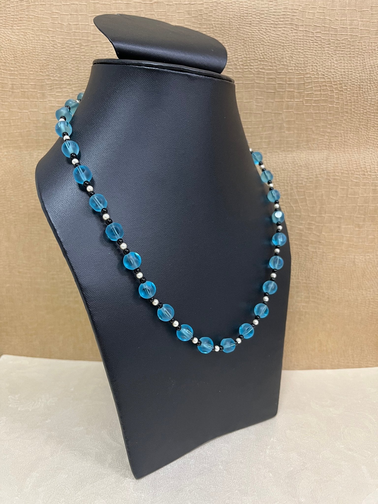 Handmade Blue Beads Adjustable Mala Single Strand - Necklace