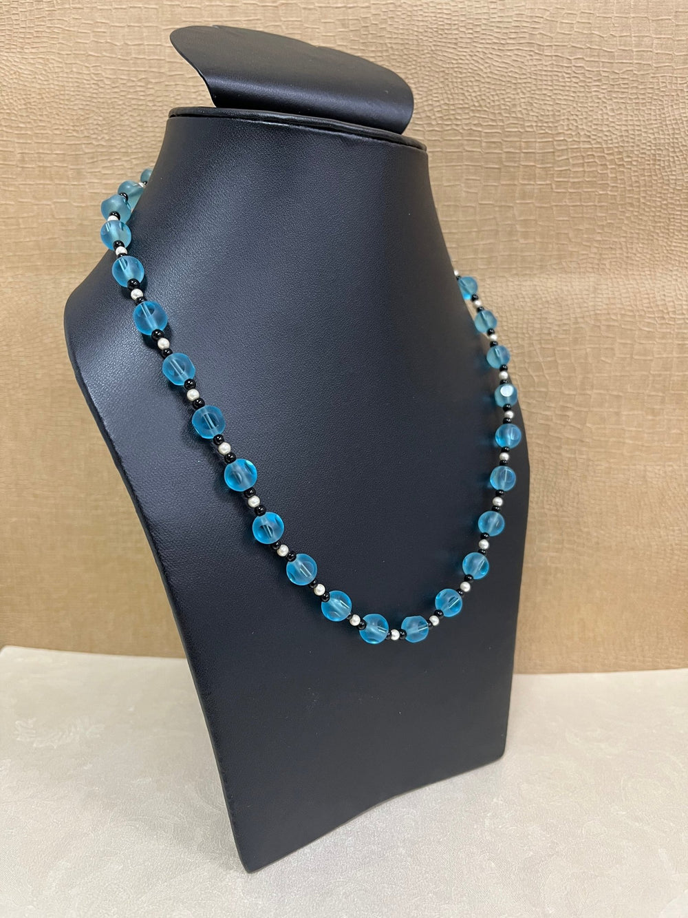 Handmade Blue Beads Adjustable Mala Single Strand - Necklace