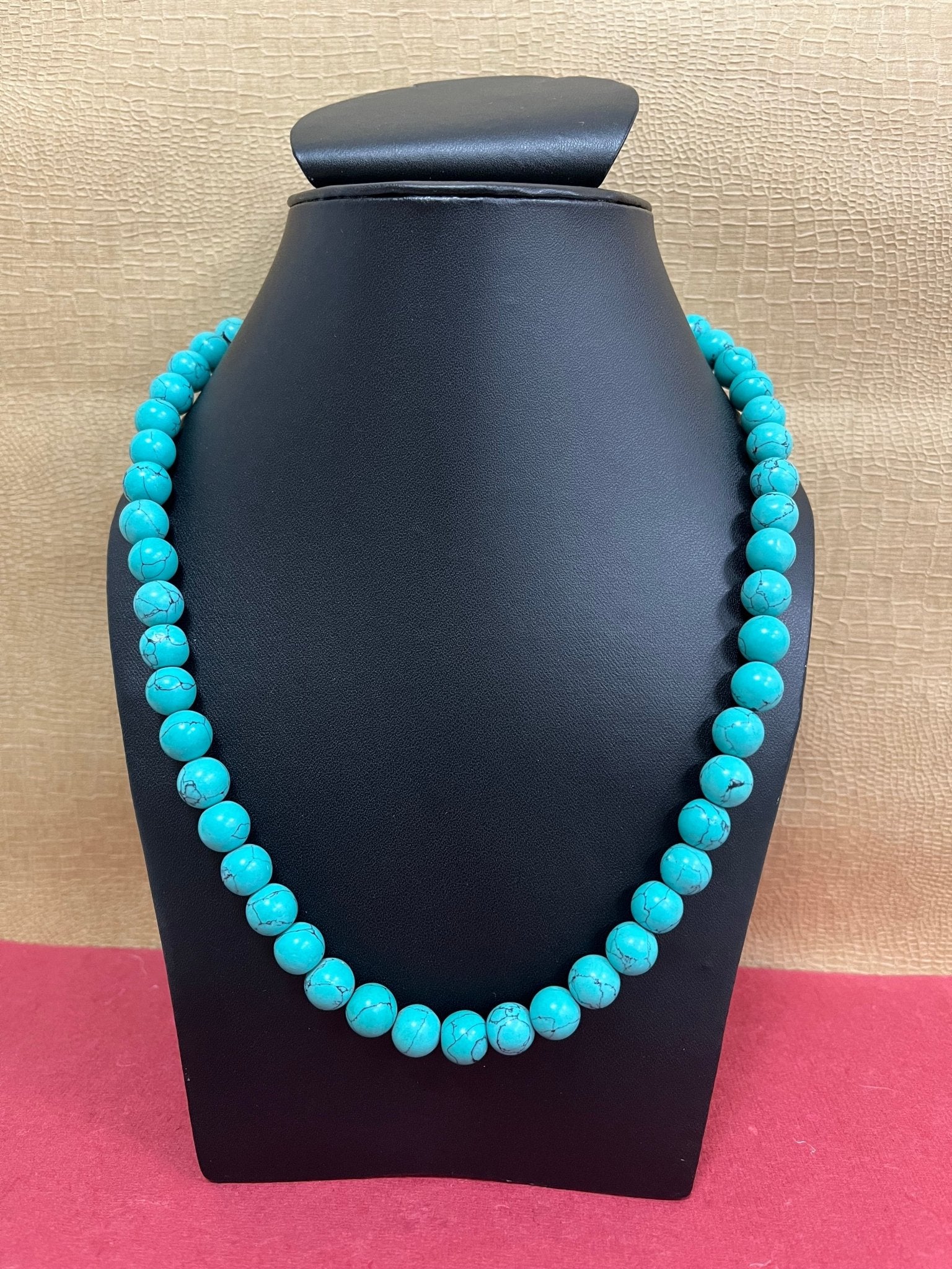 Handmade Simulated Blue Turquoise Designer Adjustable Mala Single Strand - Necklace
