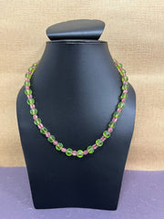 Handmade Simulated Green and Pink Beads Designer Adjustable Mala Single Strand - Necklace