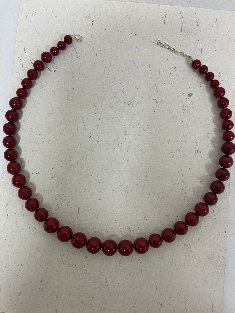 Handmade Simulated Red Maroon Pearl Adjustable Mala Single Strand - Necklace