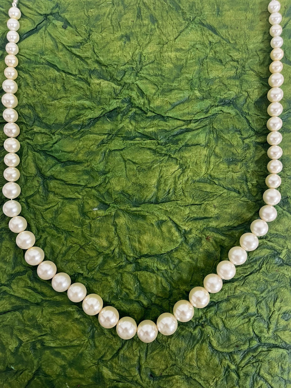 Handmade Simulated White Pearl Adjustable Mala Single Strand - Necklace