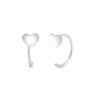Heart 92.5 Sterling Silver Adjustable Hoops Earrings