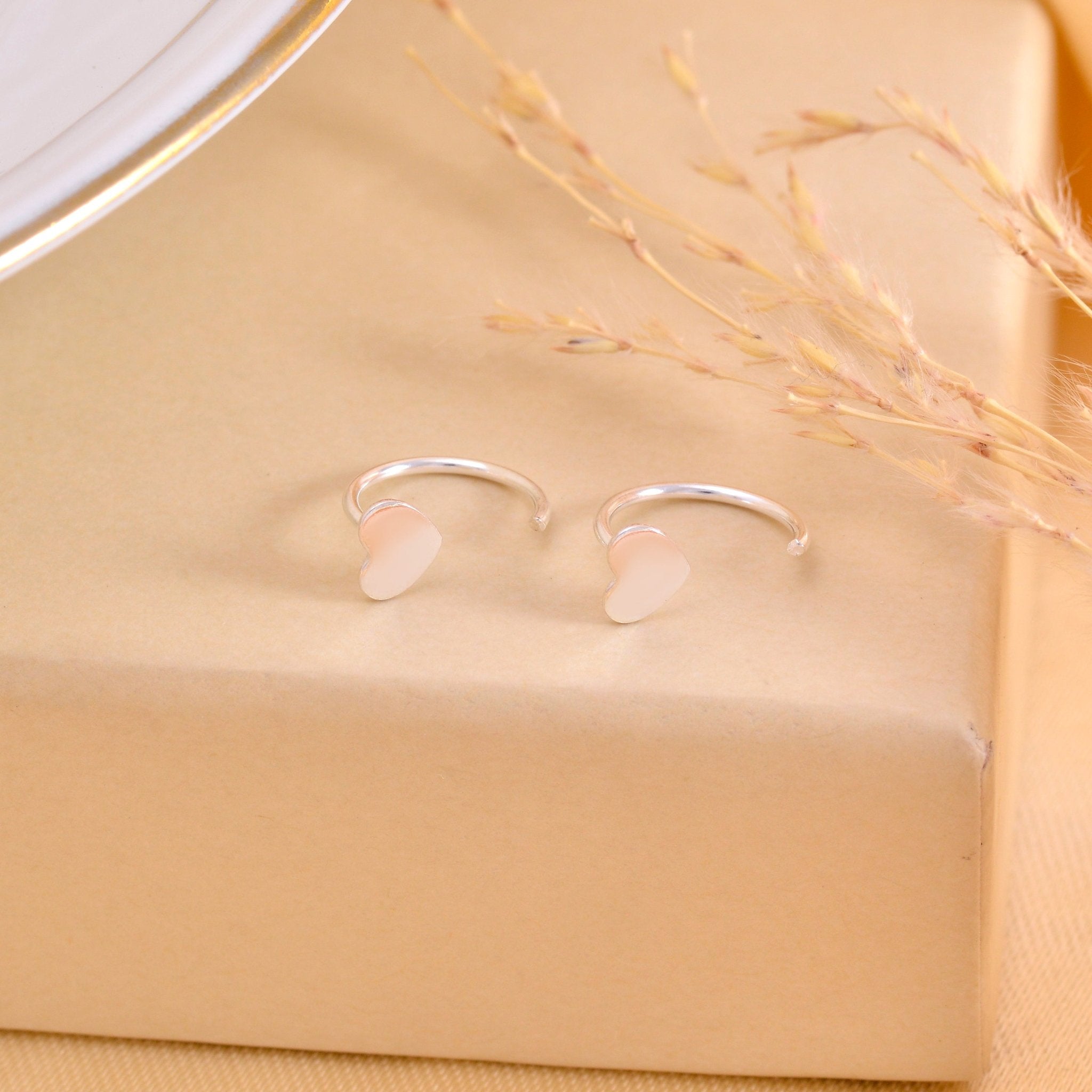 Heart 92.5 Sterling Silver Adjustable Hoops Earrings - Hoops