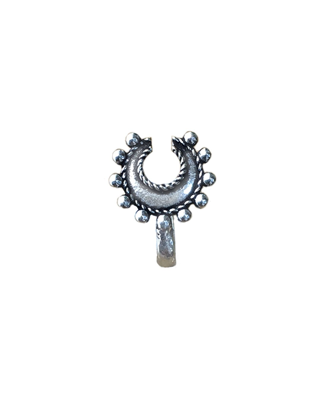 Horse Shoe Look Clip On Press On Nose Pin in Silver Alloy - Silver Alloy Nose Pin