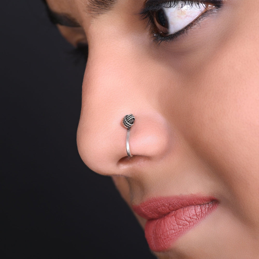 Knot Shape Clip on Nose Pin in 92.5 Silver - Silver Clip On Nose Pin