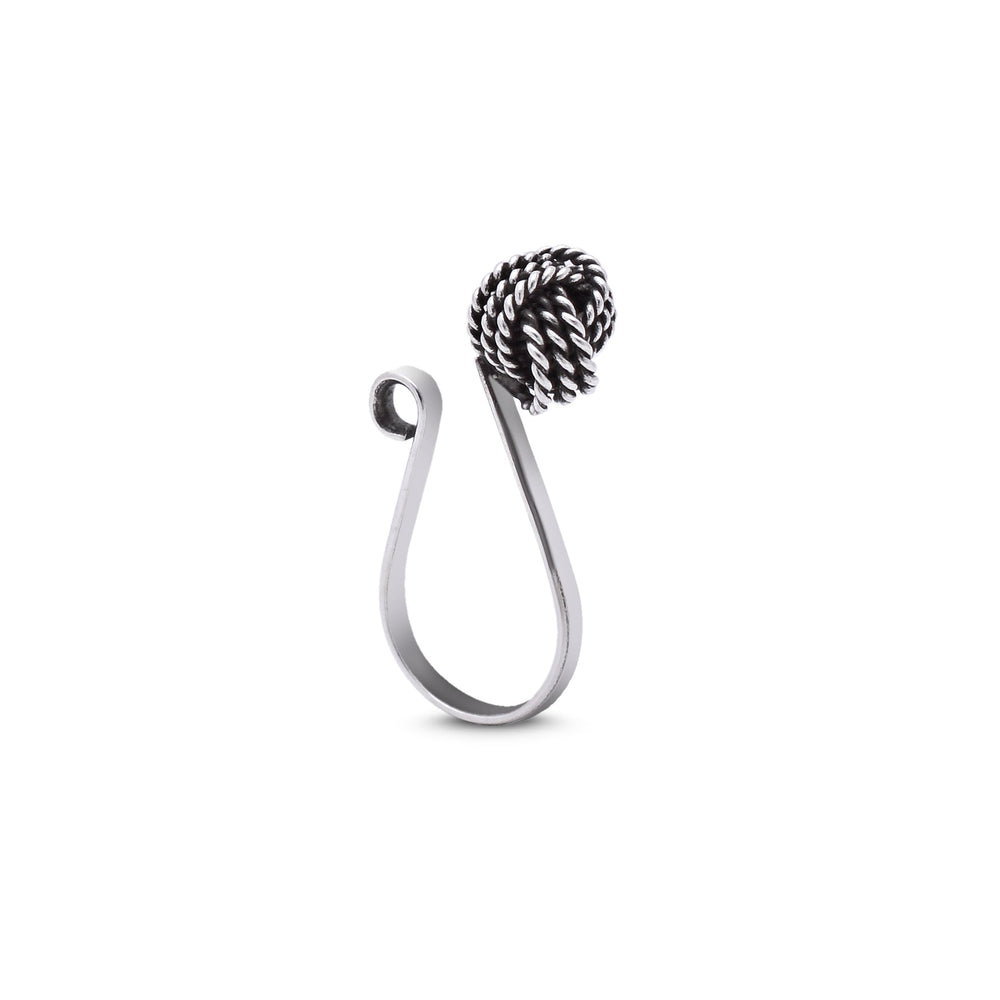 Knot Shape Clip on Nose Pin in 92.5 Silver - Silver Clip On Nose Pin