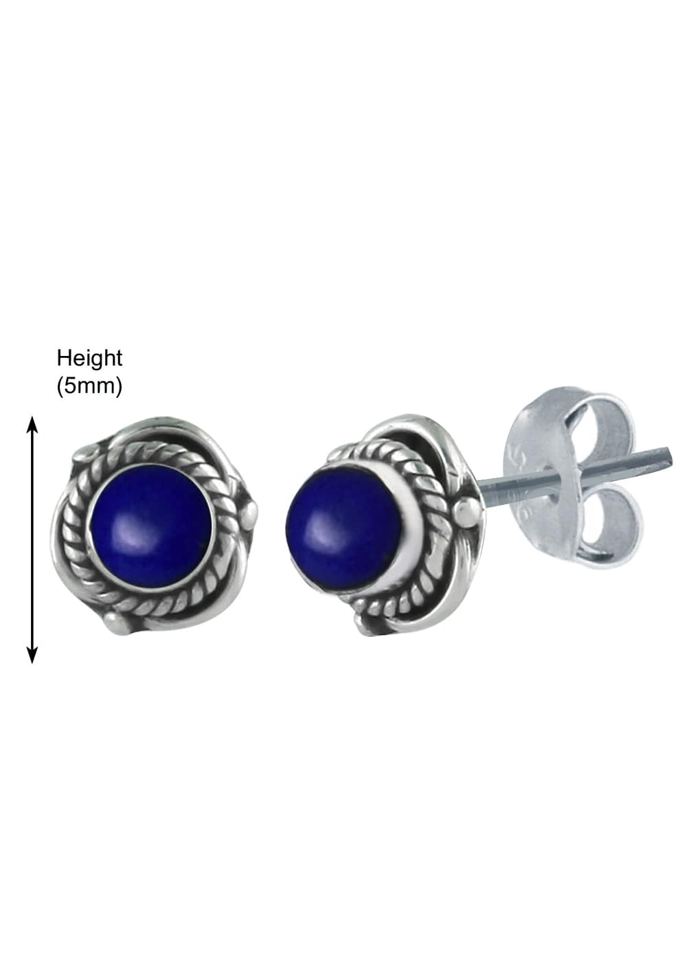 Lapiz Lazuli Stone Studs in 92.5 Sterling Silver - Studs