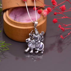 Maa Sherawali 92.5 Sterling Silver Religious Pendant With 18 inch 925 Silver Chain - Pendants