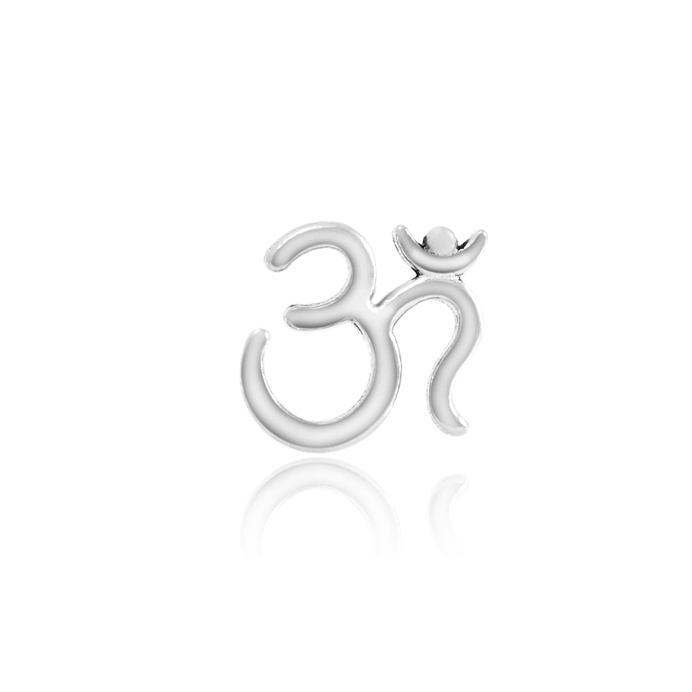 OM Nose Pin with wire in 92.5 Sterling Silver for Women and Girls - Silver Nose Pin