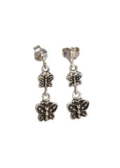 Oxidized 92.5 Purity Sterling Silver Jali Work Butterfly Dangler Earrings - Danglers