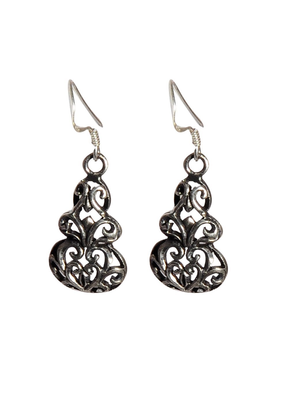 Oxidized 92.5 Purity Sterling Silver Jali Work Dangler Earrings - Danglers