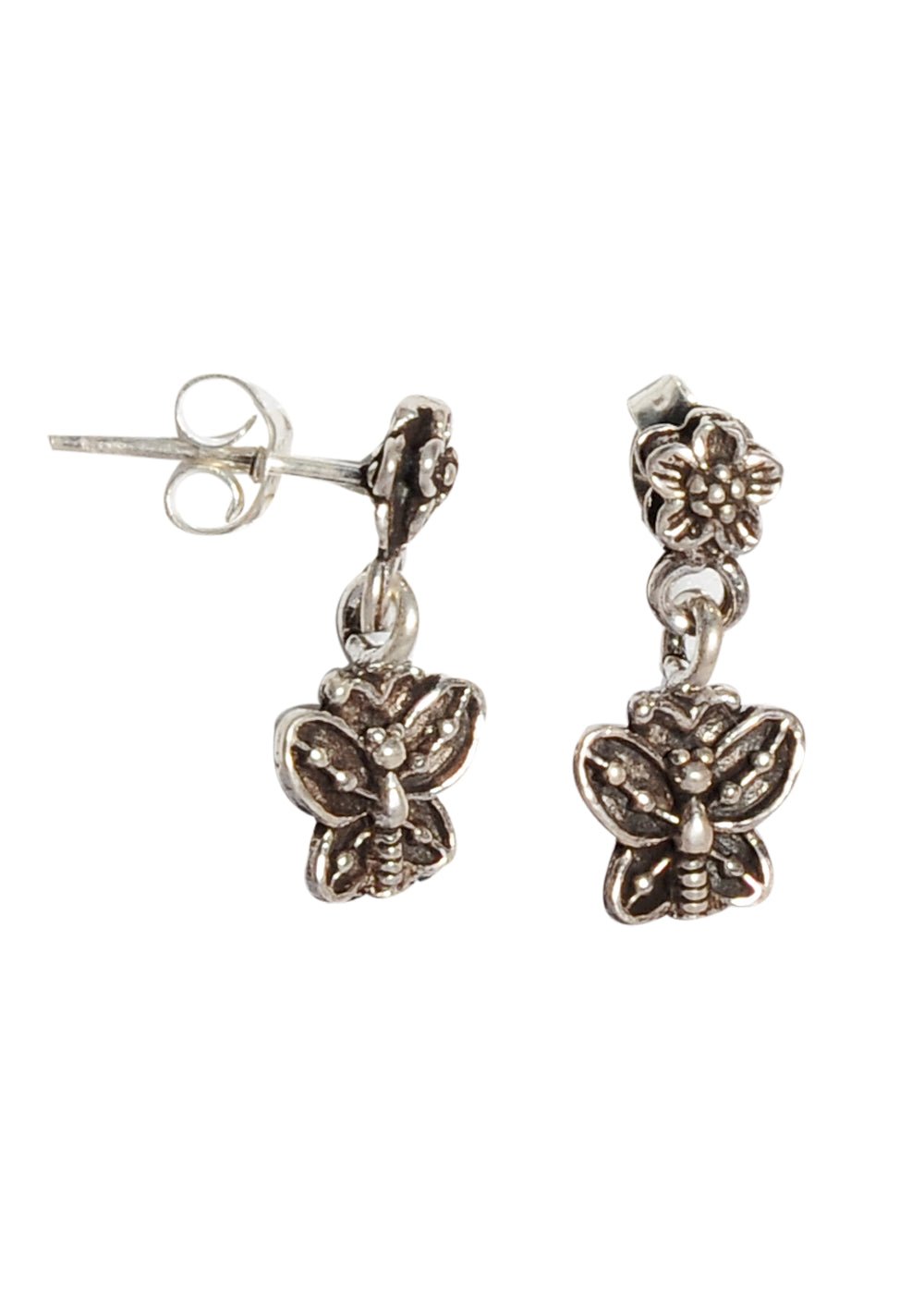 Oxidized 92.5 Purity Sterling Silver Jali Work Dangler Earrings - Danglers