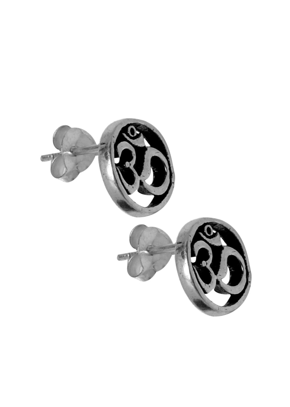 Oxidized 92.5 Purity Sterling Silver Jali Work Stud Earrings - Studs