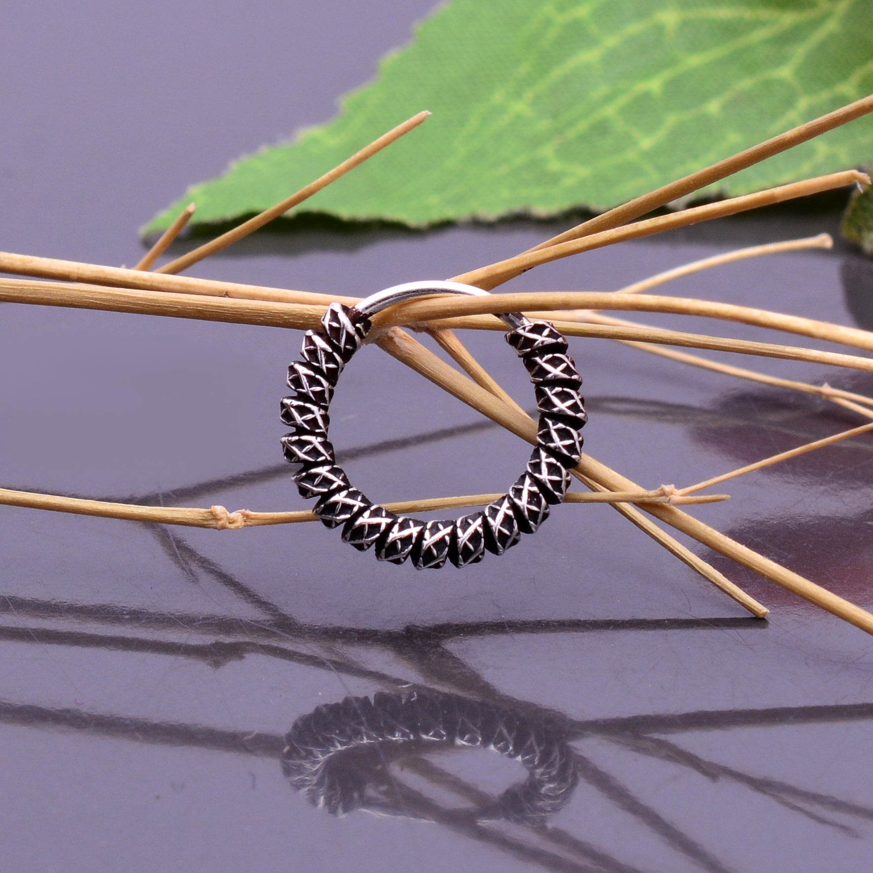 Oxidized 92.5 Sterling Silver 10 mm Nose Ring - Silver Nose Ring