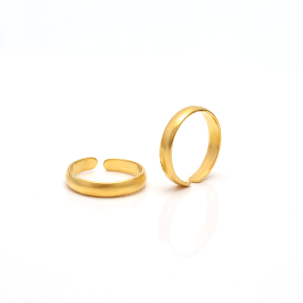 Pair of 18k Gold Plated 925 Silver Toe Rings Bichiya - Toe Rings