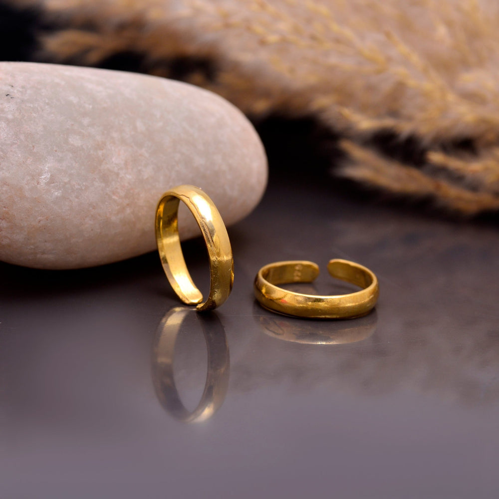 Pair of 18k Gold Plated 925 Silver Toe Rings Bichiya - Toe Rings