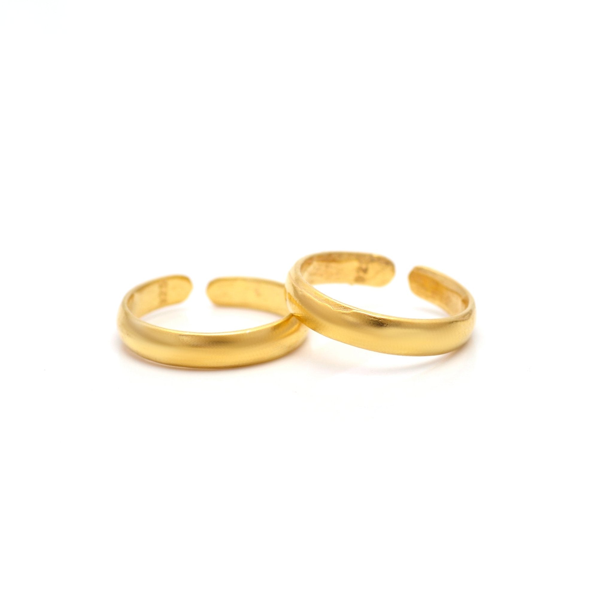 Pair of 18k Gold Plated 925 Silver Toe Rings Bichiya - Toe Rings
