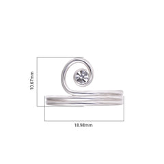 Pair of Adjustable Toe rings in White Cubic Zirconia and 925 Silver - Toe Rings
