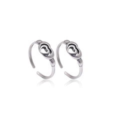Pair of Designer Heart Oxidized 925 Silver Toe Rings - Toe Rings