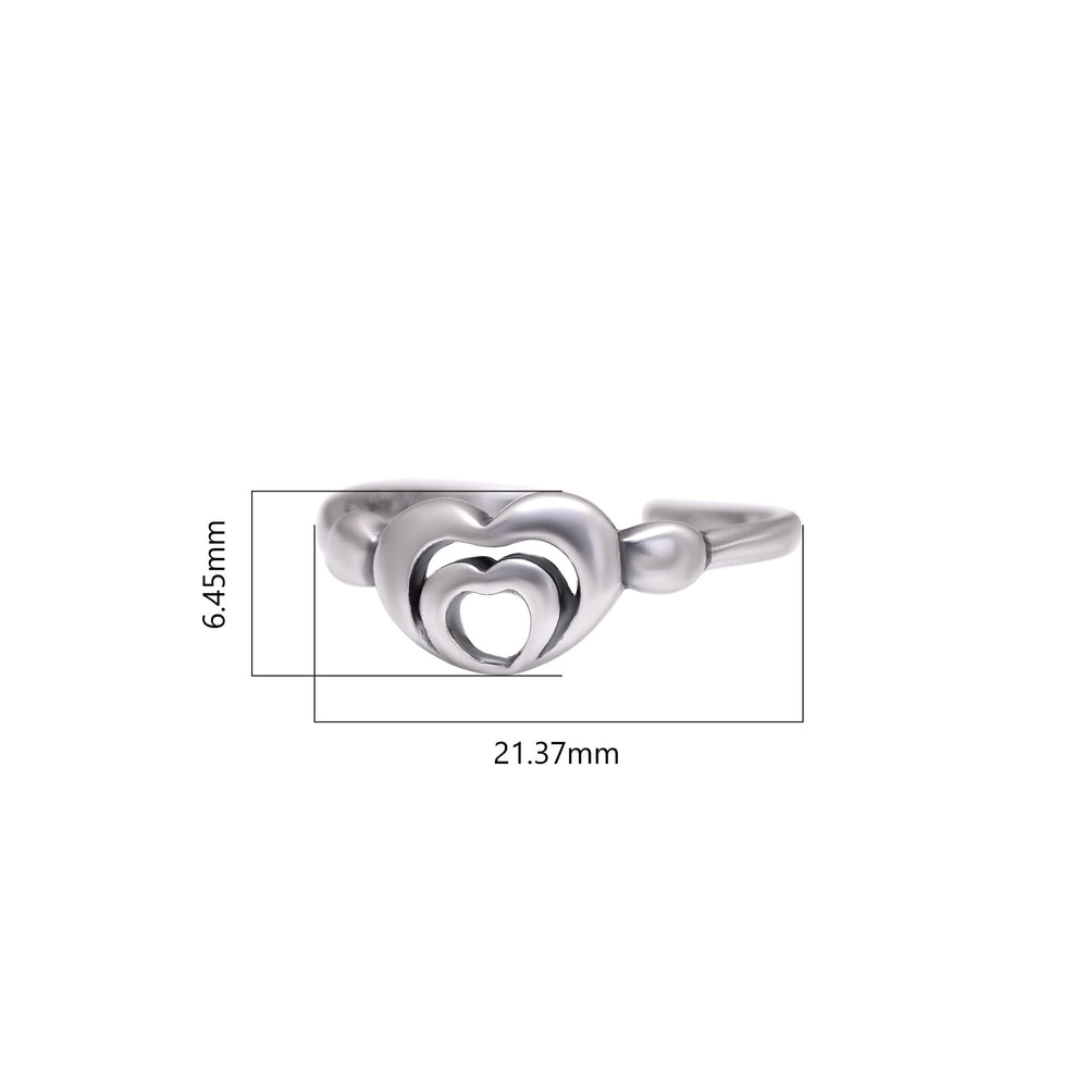 Pair of Designer Heart Oxidized 925 Silver Toe Rings - Toe Rings