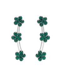 Pair of Ear Climbers Crawlers in 92.5 Silver and Green CZ Stones for Navratri - Studs