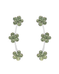 Pair of Ear Climbers Crawlers in 92.5 Silver and Olive Green CZ Stones - Studs