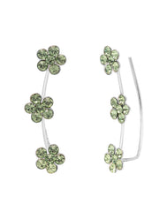 Pair of Ear Climbers Crawlers in 92.5 Silver and Olive Green CZ Stones - Studs